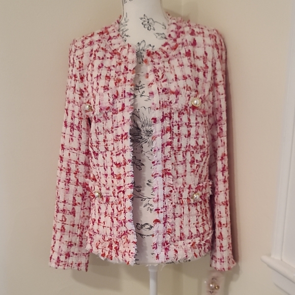 Nanette Lepore Jackets & Blazers - Nanette Lepore Red and White Blazer Tweed Style